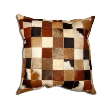 Natural Leather Cowhide Patch Pillow Without Fillings